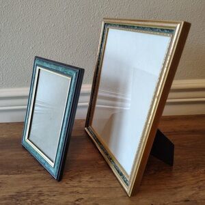 Vtg Faux Marble Picture Frames Set Of 2 8x10 5x7 Gold Gilt Ornate